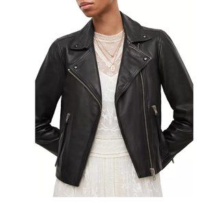 All Saints, Dalby Leather Biker Jacket, Black, Sz UK4/US 0